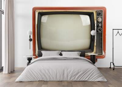 Old fashion retro vintage television isolated on white background  Wall mural