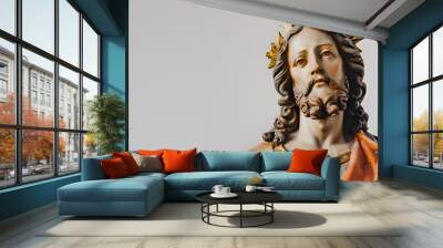 Statue of 'Jesus christ of Nazareth' on white background copy space  Wall mural