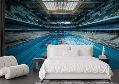 Stunning international world class swimming pool water for sports under construction, renovations  Wall mural