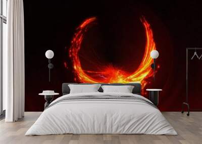 fire on black background Wall mural