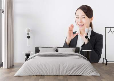 portrait of asian businesswoman on white background Wall mural