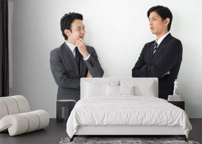 portrait of two asian businessman on white background Wall mural