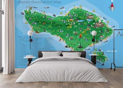 Bali Tourist Destination Map with Details Wall mural