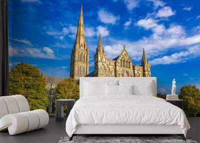 Salisbury Cathedral, formally known as the Cathedral Church of the Blessed Virgin Mary, an Anglican cathedral in Salisbury, England. Wall mural