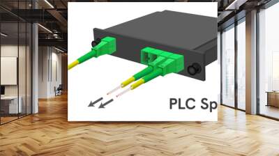 PLC Splitter 1-4 with connector SC APC. Passive optical network. Fiber optic splitter single mode. Wall mural