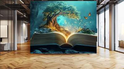 magic book with magic light Wall mural