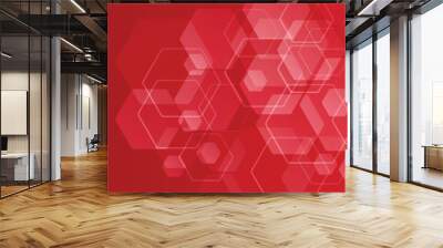 Background Red hexagon pattern look like honeycomb vector illustration lighting effect graphic for text and message board design infographic Wall mural