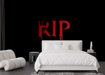 RIP & Rest in Peace Text Animation on Black Background. Wall mural