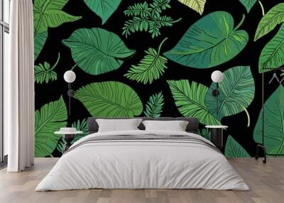 seamless pattern with leaves Wall mural