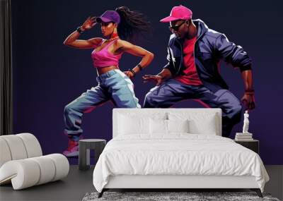 woman hip hop Miami bass twerk dance in the style of classic video game pixel art style 8bit Wall mural