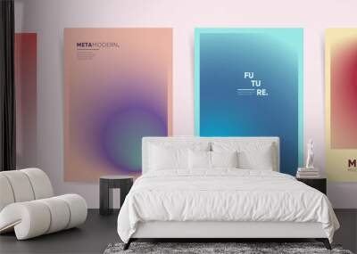 Aesthetic art modern poster cover design. Brochure abstract template layout with type, trendy circular pattern, fashion gradient. Home decor set. Vector background.
 Wall mural