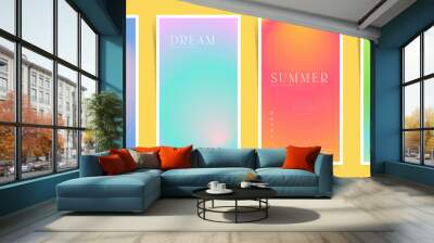 Japanese means - Aesthetic design. Summer gradient blurred frames cover template design set for poster, decorative interior placard, social media posts and stories. Duotone vector modern art.	 Wall mural