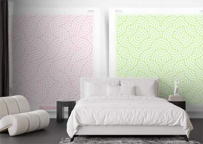 Minimal cover design. Summer wave seamless pattern set. Abstract line pattern design background. Wall mural