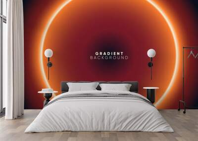 Orange and Black Gradient Eclipse Background. Modern Abstract Circle Texture with Sun Gradient. Vector Space Design. Wall mural