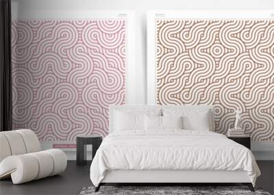 Set of minimal covers design. Minimal asian geometric seamless patterns. Vector illustration. Wall mural