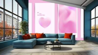 Valentine's day February 14 stories design template set. Sensual intimate and cute pink design stories for greeting cards, placards, abstract backgrounds. Romantic gradient and heart shaped graphic. Wall mural