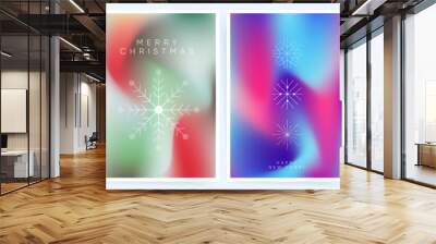 Winter gradient mesh backgrounds with snowflakes. Cover template design set for posters postcards, placards and banners. Vector Christmas set.	 Wall mural