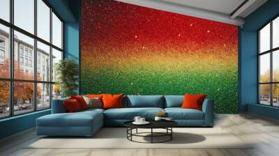 Grainy gradient with sparkling red, gold, and green hues and Christmas texture
 Wall mural