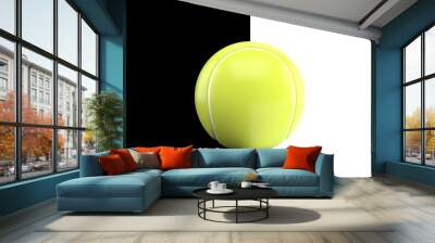 Tennis ball on black and white background Wall mural