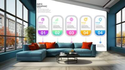 Infographic template design. Business concept with 5 options, steps or processes Wall mural