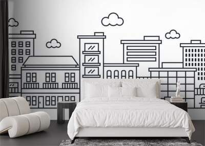 Vector Illustration : Thin line City landscape Wall mural