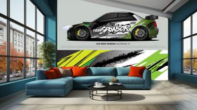 Car wrap decal design vector. abstract Graphic background kit designs for vehicle, race car, rally, livery, sport car
 Wall mural