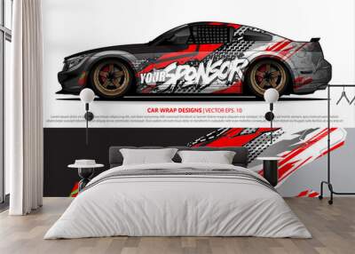 Race car wrap design vector for vehicle vinyl sticker and automotive decal livery
 Wall mural