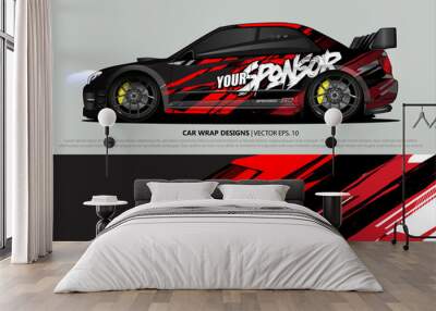 Race car wrap design vector for vehicle vinyl sticker and automotive decal livery Wall mural