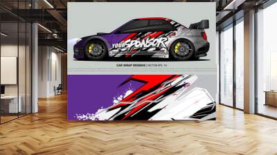 Race car wrap design vector for vehicle vinyl sticker and automotive decal livery Wall mural