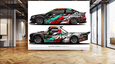 Race car wrap design vector for vehicle vinyl sticker and automotive decal livery
 Wall mural