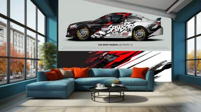 rally car livery design vector. abstract race style background for vehicle vinyl sticker wrap Wall mural