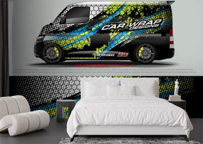 van Graphic designs. Abstract lines  vector with grunge background concept for vinyl Wrap and Vehicle branding  Wall mural