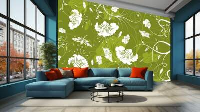 Flower background with butterfly, element for design, vector Wall mural