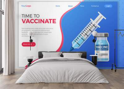 Plastic medical syringe and vial vaccine icon Wall mural