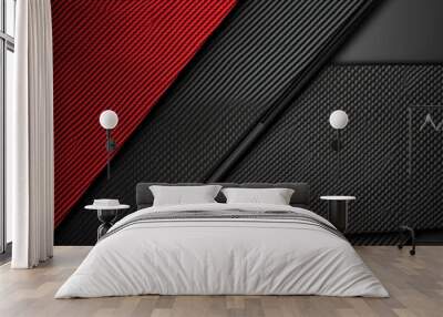 black and red colour carbon fibre stylish raw material background for posting and status generated by AI Wall mural