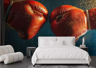 two boxing gloves fighting with dark isolated background generated by AI Wall mural