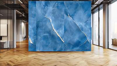 Seamless Blue Marble Texture with Golden Veins Wall mural