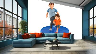 3d illustration of father and son for father's day Wall mural