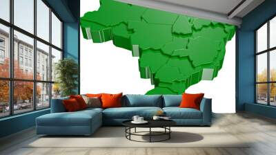 Mapa 3d do Brasil verde Wall mural