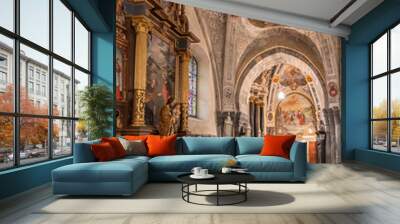 Interior of the catholic cathedral in Chur, the oldest town in Switzerland and the capital of the Swiss canton of Graubunden. Wall mural