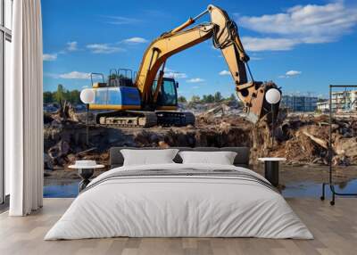 Photo of hydraulic excavator Wall mural