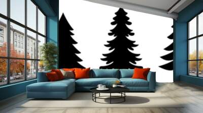 Set of Christmas tree vector black icon.Simple flat chriasmas tree collection .Pine tree. Wall mural