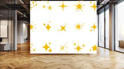 Set of sparkles star icons.Rating star .Bright vector stars.Flash,shine sparkle icon,glare,light,blink star. Modern simple yellow stars collection. Wall mural