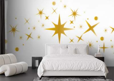 Stars and sparkles border in wave shape..Golden stars wave vector.Christmas decoration. Wall mural