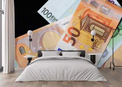 One Hundred and Fifty euro banknotes on a dark background close up Wall mural