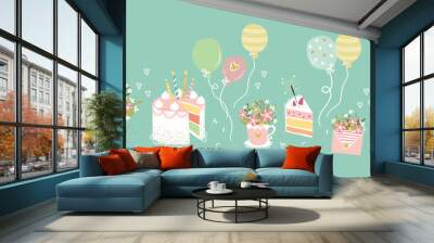 Fun hand drawn party seamless background. Great for birthday parties, textiles, banners, wallpapers, wrapping - vector design Wall mural