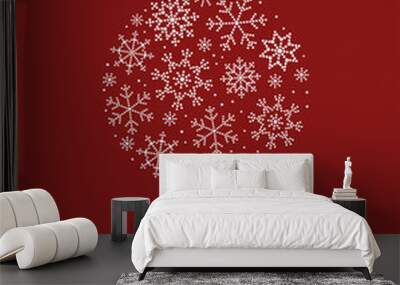 Lovely hand drawn christmas postcard, beautiful snowflakes, great for invitations and greetings - vector design Wall mural