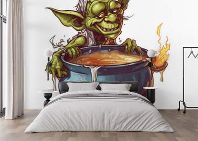 cartoon green goblin artwork mystery hand drawn Wall mural