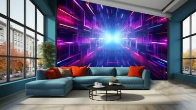  Abstract neon lights background. abstract futuristic Wall mural