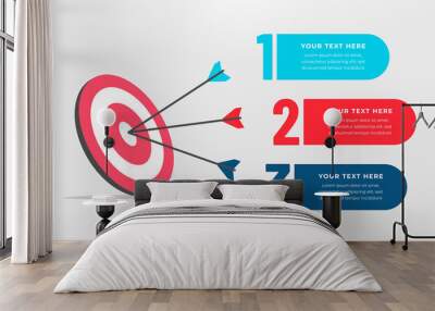 Goals infographic template. Business concept with 3 steps. Wall mural